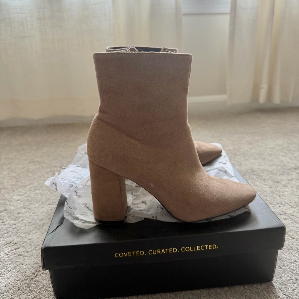 My Generation Taupe Suede High Heel Mid-Calf Boots - 6.5 - Picture 8 of 9